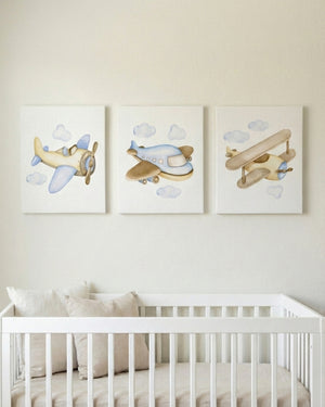 Set 3 cuadros infantiles Canvas Aviones