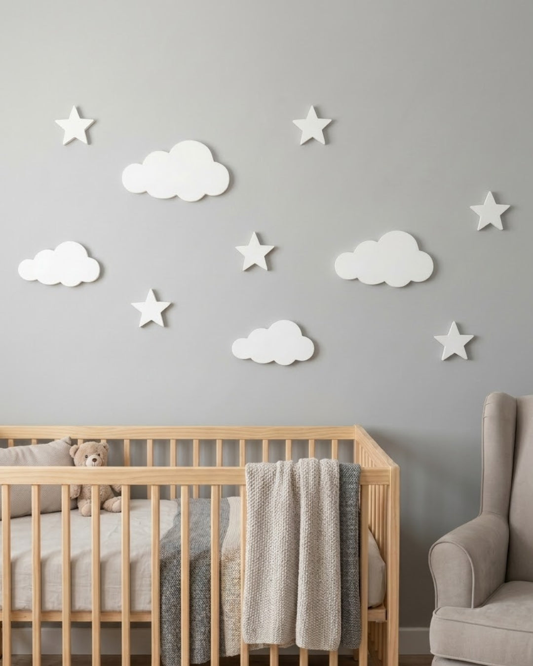 Set Decorativo de Pared Nubes y Estrellas