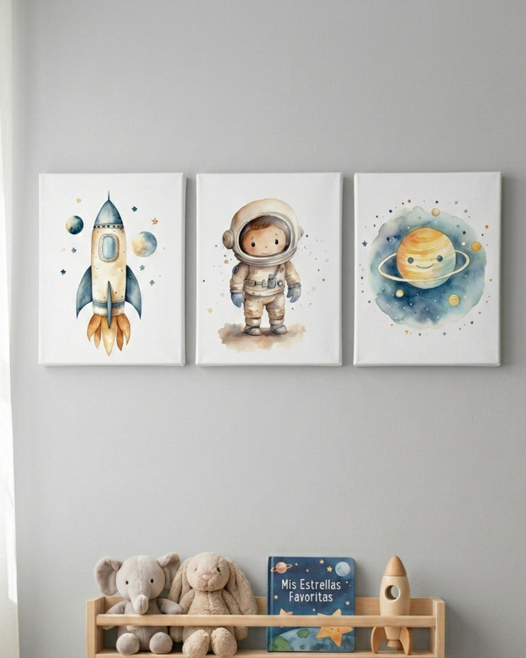 Set 3 cuadros infantiles Espacio Astronauta niño