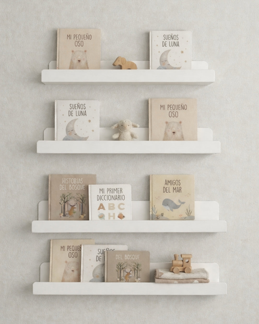 Set 4 Repisas Montessori para libros 50 cm