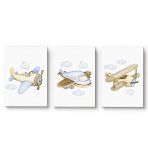 Set 3 cuadros infantiles Canvas Aviones