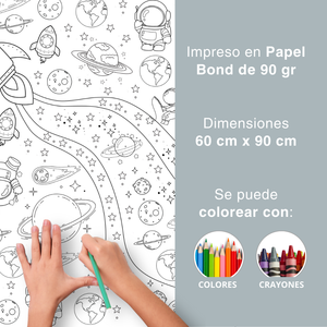 Póster gigante Dibujos espaciales para colorear 60 x 90 cm