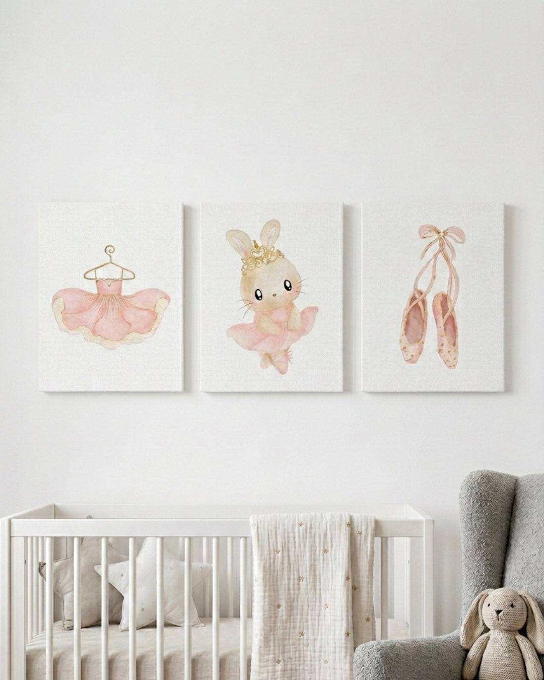Set 3 cuadros infantiles Conejita Ballet Bailarina