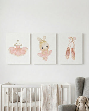 Set 3 cuadros infantiles Conejita Ballet Bailarina