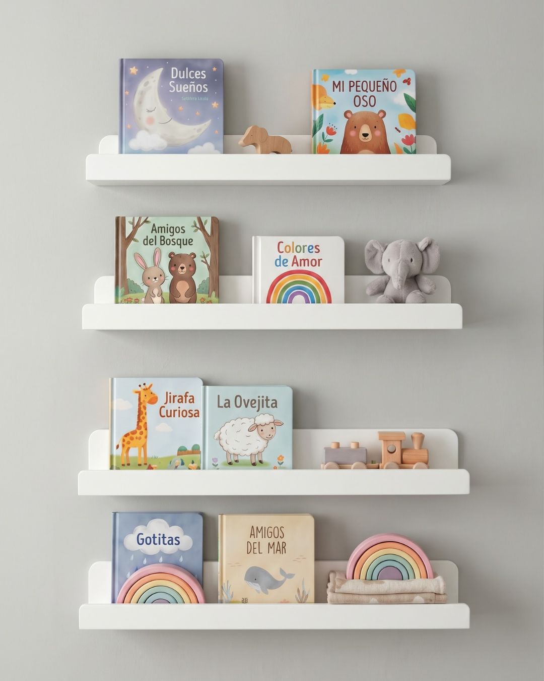 Set 4 Repisas Montessori para libros 50 cm