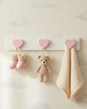 Perchero Infantil de Tres Colgadores Diseño Corazón