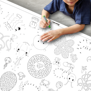 Kit de 4 pósters gigantes dibujos para colorear con alfabeto actividades 60 x 90 cm, creatividad aprendizaje para niños