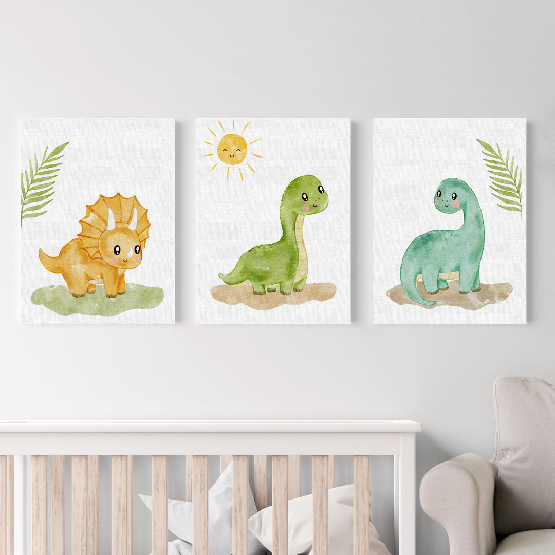 Set 3 cuadros infantiles Canvas Dinosaurios