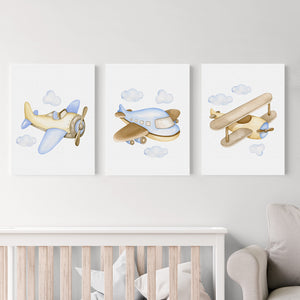 Set 3 cuadros infantiles Canvas Aviones