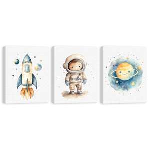 Set 3 cuadros infantiles Espacio Astronauta niño